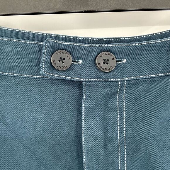 Monrow Cotton Twill Wide Leg Trouser‎ Pant Pleated Navy Blue Women Large HB0684 - Picture 4 of 11